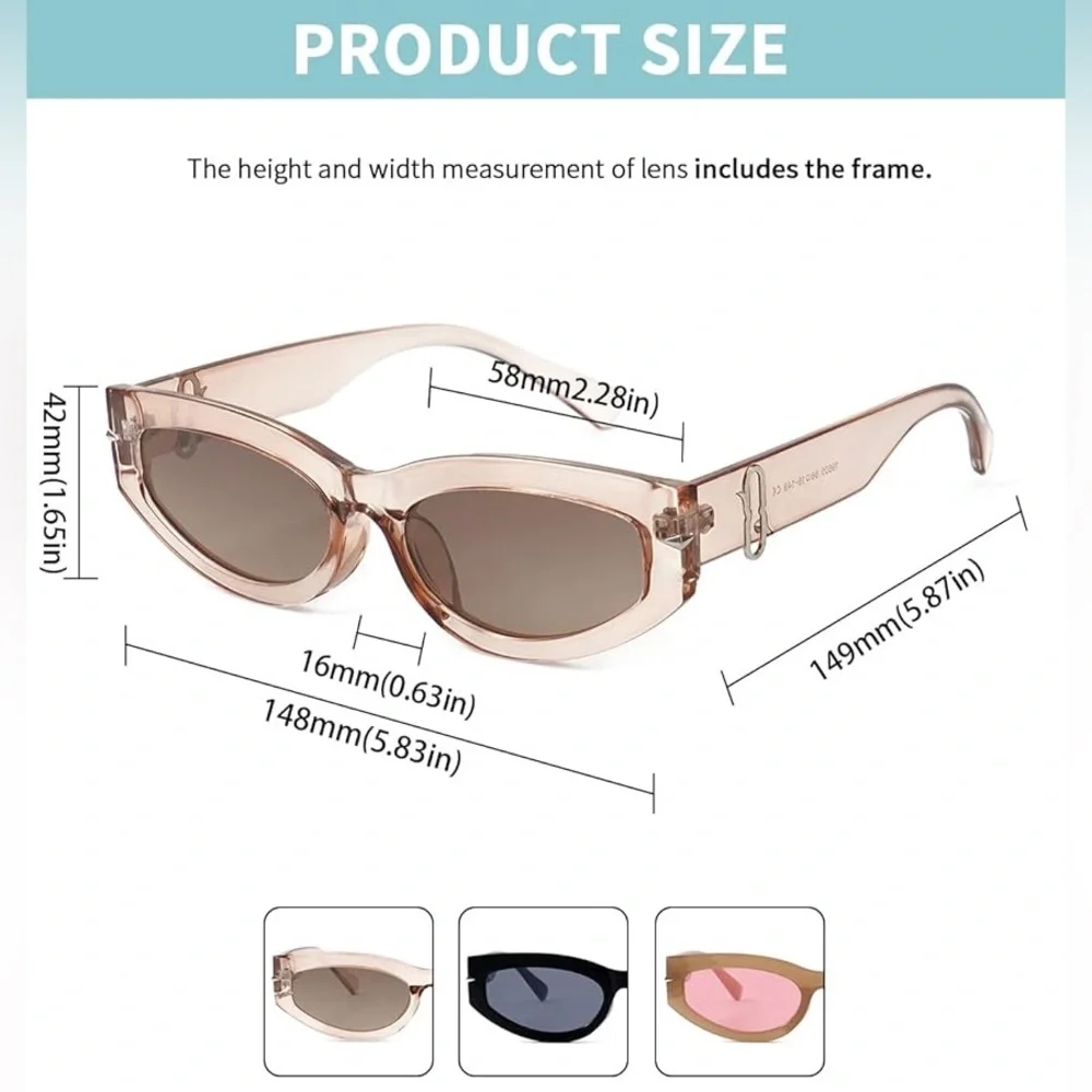 NWT Zeelool Retro Small Oval UV400 Y2K Sunglasses Crystal Tea Tan Color